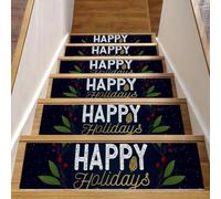 Eslifey Tappetini per scale in legno per le festività natalizie, confezione da 15 pezzi, 76,2 x 20,3 cm, antiscivolo, per interni, per cani, bambini, anziani, con adesivo riutilizzabile