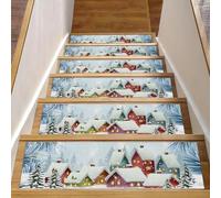 Eslifey Tappetini per scale in legno per le festività natalizie, confezione da 15 pezzi, 76,2 x 20,3 cm, antiscivolo, per interni, per cani, bambini, anziani, con adesivo riutilizzabile