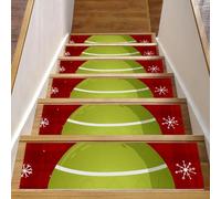 Eslifey Tappetini per scale in legno per le festività natalizie, confezione da 15 pezzi, 76,2 x 20,3 cm, antiscivolo, per interni, per cani, bambini, anziani, con adesivo riutilizzabile