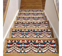 Eslifey Tappetini per scale in legno, stile etnico, indiano, azteco, 76,2 x 20,3 cm, antiscivolo, per interni, per cani, bambini, anziani, con adesivo riutilizzabile