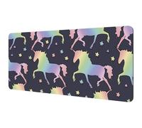 Eslifey Tappetino per mouse extra large, colorato arcobaleno con stelle e unicorni, motivo animali magici, tappetino per mouse esteso da scrivania con base in gomma antiscivolo, protezione per gamer