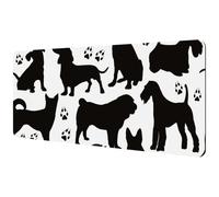 Eslifey Tappetino per mouse extra large, con silhouette di cani, tappetino per mouse da scrivania con base in gomma antiscivolo, protezione per gamer, ufficio e casa, 40 x 89,5 cm