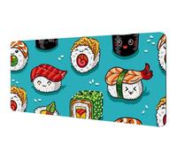 Eslifey Tappetino per mouse extra large, con simpatici rotoli di cartoni animati e sushi in kawaii cibo giapponese, tappetino per mouse esteso da scrivania con base in gomma antiscivolo, tappetino