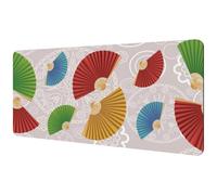 Eslifey Tappetino per mouse extra large, con ventagli cinesi, colorato, esteso da scrivania, con base in gomma antiscivolo, protezione per gamer, ufficio e casa, 40 x 89,5 cm