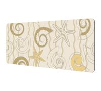 Eslifey Tappetino per mouse extra large, conchiglie dorate e stelle gialle, tappetino per mouse esteso da scrivania con base in gomma antiscivolo, protezione per gamer, ufficio e casa, 40 x 89,5 cm