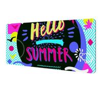 Eslifey Tappetino per mouse extra large Hello Summer Beach con motivo geometrico palme, tappetino per mouse esteso da scrivania con base in gomma antiscivolo, protezione per gamer, ufficio e casa