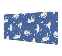 Eslifey Tappetino per mouse extra large, motivo cielo stellato, gatti che dormono e stelle, tappetino per mouse da scrivania con base in gomma antiscivolo, protezione per gamer, ufficio e casa, 40 x