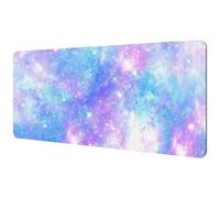 Eslifey Tappetino per mouse extra large, motivo galassia, colorato, arcobaleno, blu, rosa, tappetino per mouse da scrivania con base in gomma antiscivolo, protezione per gamer, ufficio e casa, 40 x