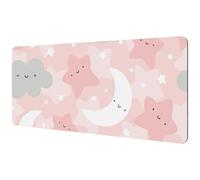 Eslifey Tappetino per mouse extra large, motivo: nuvole, luna e stelle, con base in gomma antiscivolo, protezione per gamer, ufficio e casa, 40 x 89,5 cm