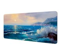 Eslifey Tappetino per mouse extra large, motivo: onde del mattino sul mare, con base in gomma antiscivolo, protezione per gamer, ufficio e casa, 89,4 x 40 cm