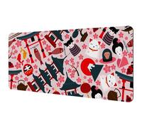 Eslifey Tappetino per mouse extra large, motivo: pagoda giapponese Torii, supporto per Fuji, Sushi Daruma, bambola, tappetino per mouse da scrivania con base in gomma antiscivolo, protezione per gamer