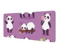 Eslifey Tappetino per mouse extra large, motivo panda in bambù che gioca a dormire, con base in gomma antiscivolo, protezione per gamer, ufficio e casa, 40 x 89,5 cm