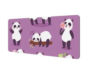 Eslifey Tappetino per mouse extra large, motivo panda in bambù che gioca a dormire, con base in gomma antiscivolo, protezione per gamer, ufficio e casa, 40 x 89,5 cm