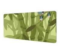 Eslifey Tappetino per mouse extra large, motivo picchio di bambù verde con base in gomma antiscivolo, protezione per gamer, ufficio e casa, 40 x 89,5 cm