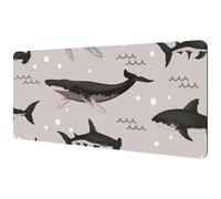 Eslifey Tappetino per mouse extra large, motivo specie marine, balene e squali, tappetino per mouse esteso da scrivania con base in gomma antiscivolo, tappetino protettivo per gamer, ufficio e casa