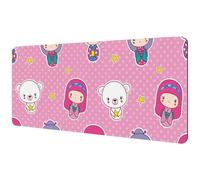 Eslifey Tappetino per mouse extra large, rosa con orsi e stelle, tappetino per mouse da scrivania con base in gomma antiscivolo, protezione per gamer, ufficio e casa, 40 x 89,5 cm