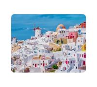 Eslifey Tappetino per mouse rettangolare, con bellissima architettura greca Santorini vulcano Cyclades Caldera, tappetino per mouse esteso da scrivania con base in gomma antiscivolo, tappetino