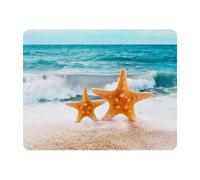 Eslifey Tappetino per mouse rettangolare, con due stelle marine e spiaggia estesa con base in gomma antiscivolo, protezione per gamer, ufficio e casa, 28 x 22,9 cm