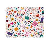 Eslifey Tappetino per mouse rettangolare, con scritta "Happy Birthday" e cuore con note musicali e base in gomma antiscivolo, protezione per gamer, ufficio e casa, 28 x 22,9 cm