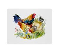 Eslifey Tappetino per mouse rettangolare, motivo gallina e gallo nell'erba, con base in gomma antiscivolo, protezione per scrivania, per gamer, ufficio e casa, 28 x 22,9 cm