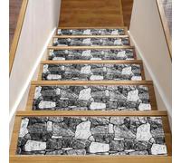 Eslifey Tappetino per scale in legno con motivo muro di mattoni, 76,2 x 20,3 cm, antiscivolo, per interni, per cani, bambini, anziani, con adesivo riutilizzabile