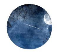 Eslifey Tappeto a pelo lungo rotondo con stelle cadenti e luna notturna, morbido tappeto shaggy, tappeto moderno per soggiorno e camera da letto, 60 cm