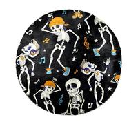 Eslifey Tappeto moderno a pelo lungo, grande, soffice, decorazione per soggiorno e camera da letto, divertente scheletro che balla, note musicali, tappeto a pelo lungo, 120 cm