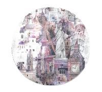 Eslifey Tappeto morbido e soffice da 80 cm, per soggiorno e camera da letto, collezione acquarello, monumenti architettonici, antiscivolo, lavabile, per camera da letto, area giochi e camera dei