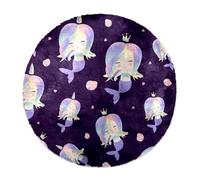 Eslifey Tappeto morbido e soffice da 80 cm, per soggiorno e camera da letto, grazioso motivo sirenette arcobaleno, antiscivolo, lavabile, per camera da letto, area giochi e camera dei bambini