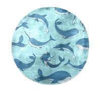 Eslifey Tappeto morbido e soffice per soggiorno e camera da letto, 80 cm, con balene, sirene, narvali, delfini, antiscivolo, lavabile, per camera da letto, area giochi, camera dei bambini, decorativo