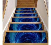 Eslifey Tappeto per scale in legno, motivo astratto, tunnel temporale, motivo galassia, confezione da 15, 76,2 x 20,3 cm, antiscivolo, per interni, per cani, bambini, anziani, con adesivo