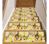 Eslifey Tappeto per scale in legno, motivo con chiave di violino e note astratte, per gradini in legno, antiscivolo, 76,2 x 20,3 cm, per interni, per cani, bambini, anziani, con adesivo riutilizzabile