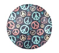 Eslifey Tappeto rotondo grande e soffice, 100 cm, di lusso, morbido, antiscivolo, con segno della pace, in finta pelliccia, per la cameretta dei bambini