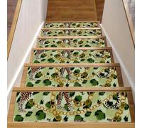 Eslifey Tre gradini per scale in legno con catena dorata e leopardata, in pelle di tigre, antiscivolo, 76,2 x 20,3 cm, per interni, per cani, bambini, anziani, con adesivo riutilizzabile