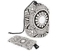 Eslifey Trousse da viaggio per cosmetici a cilindro, borsa multifunzionale per articoli da toeletta con tasca portaoggetti rotonda, motivo con gatto fortunato Maneki-Neko seduto con fiori, Multicolore