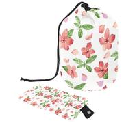 Eslifey Trousse da viaggio per cosmetici a cilindro, borsa multifunzionale per articoli da toeletta con tasca portaoggetti rotonda, motivo con gatto fortunato Maneki-Neko seduto con fiori, Multicolore