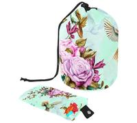 Eslifey Trousse da viaggio per cosmetici a cilindro, borsa multifunzionale per articoli da toeletta con tasca portaoggetti rotonda, motivo con gatto fortunato Maneki-Neko seduto con fiori, Multicolore