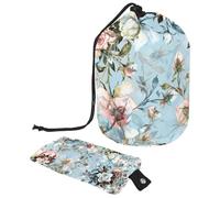 Eslifey Trousse da viaggio per cosmetici a cilindro, borsa multifunzionale per articoli da toeletta con tasca portaoggetti rotonda, motivo con gatto fortunato Maneki-Neko seduto con fiori, Multicolore
