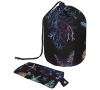 Eslifey Trousse da viaggio per cosmetici a cilindro, borsa multifunzionale per articoli da toeletta con tasca portaoggetti rotonda, motivo con gatto fortunato Maneki-Neko seduto con fiori, Multicolore