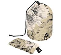 Eslifey Trousse da viaggio per cosmetici a cilindro, borsa multifunzionale per articoli da toeletta con tasca portaoggetti rotonda, motivo con gatto fortunato Maneki-Neko seduto con fiori, Multicolore