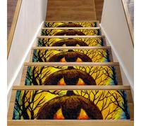 Eslifey Zucca Scary Sunset Halloween gradini per scale in legno, confezione da 15, 76,2 x 20,3 cm, antiscivolo, per interni, per cani, bambini, anziani con adesivo riutilizzabile