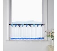 Eslir - 1 tenda per finestra con passanti, da cucina, da bistrò, trasparente, in voile, 45 x 120 cm, colore blu