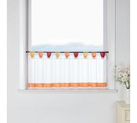 Eslir - 1 tenda per finestra con passanti, da cucina, da bistrò, trasparente, in voile, 45 x 120 cm, colore arancione