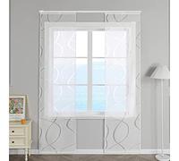ESLIR Set di 2 tende a pannello in voile, per soggiorno, con velcro, trasparente, colore bianco, 57 x 145 cm, 2 pezzi