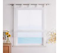 Eslir, tenda a pacchetto con passanti, per la cucina, trasparente, in voile moderno, 1 pezzo, 100% poliestere, bianco, BxH 60x155cm