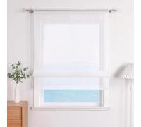 Eslir Tenda a pacchetto da cucina trasparente con coulisse e voile trasparente, di colore bianco, 100% poliestere, bianco, BxH 80x140cm
