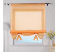 ESLIR Tenda a pacchetto per soggiorno, con cordoncino, per cucina, trasparente, in voile moderno, 80 x 155 cm, 1 pezzo