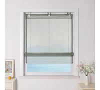 ESLIR Tenda a pacchetto senza fori, con ganci a U, in voile, trasparente, moderna, 1 pezzo, grigio chiaro, 45 x 150 cm (larghezza x altezza)