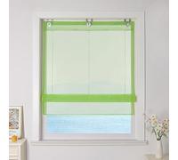 ESLIR Tenda a pacchetto senza fori, con ganci a U, in voile, trasparente, moderna, 1 pezzo (L x A), verde, 45 x 150 cm