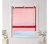 ESLIR Tenda a pacchetto senza fori, con ganci a U, in voile, trasparente, moderna, 1 pezzo, rosso, 100 x 150 cm (larghezza x altezza)